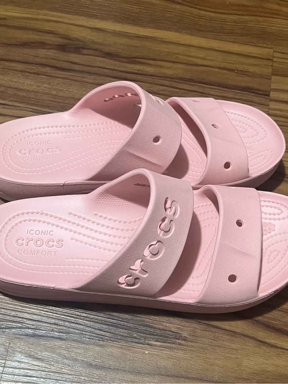 CROCS Kids' Double Strap Slide Sandals in Light Pink